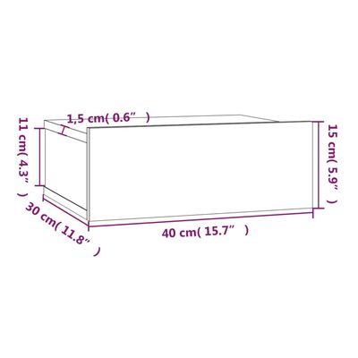 vidaXL Nástenný nočný stolík dymový dub 40x30x15 cm spracované drevo