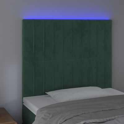 vidaXL Čelo postele s LED tmavozelené 100x5x118/128 cm zamat