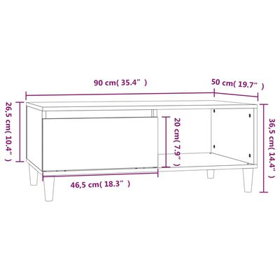 vidaXL Konferenčný stolík sivý dub sonoma 90x50x36,5 spracované drevo