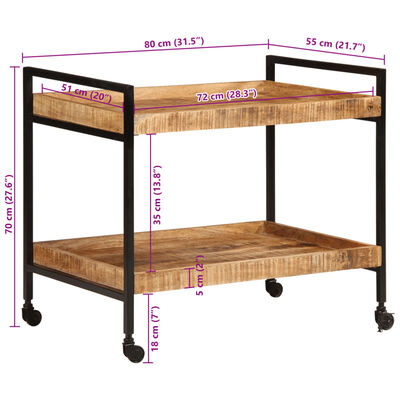 vidaXL Kuchynský vozík 80x55x70 cm masívny surový mangovník