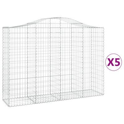 vidaXL Oblúkové gabionové koše 5 ks 200x50x140/160 cm pozink. železo