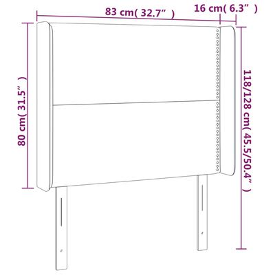 vidaXL Čelo postele s LED bledosivé 83x16x118/128 cm zamat