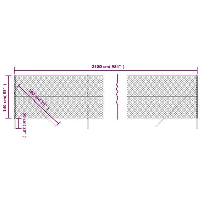 vidaXL Drôtený plot zelený 1,4x25 m