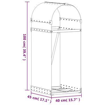 vidaXL Držiak na polená bledohnedý 40x45x100 cm pozinkovaná oceľ