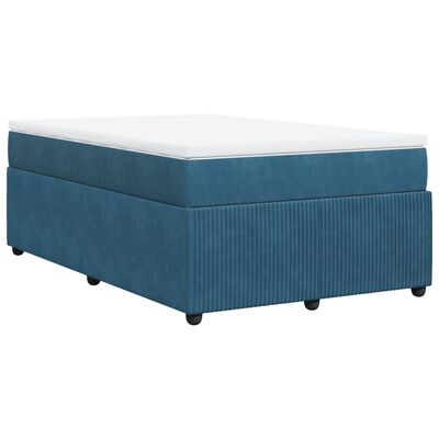 vidaXL Boxspring posteľ s matracom, tmavomodrá 120x190 cm, zamat