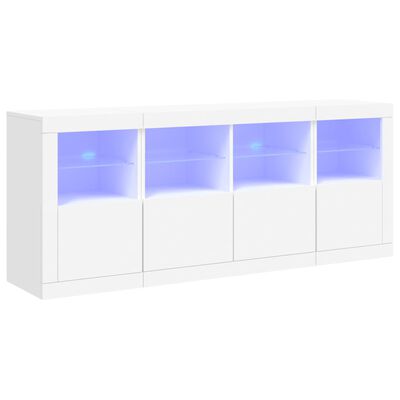 vidaXL Komoda s LED svetlami biela 163x37x67 cm