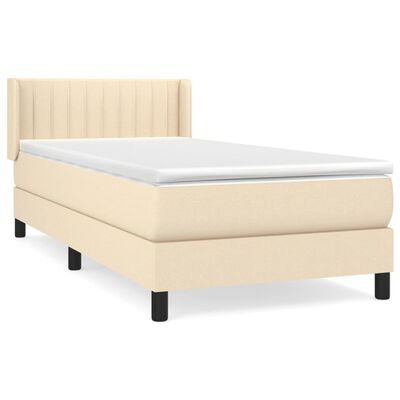 vidaXL Posteľný rám boxspring s matracom krémový 90x190 cm látka