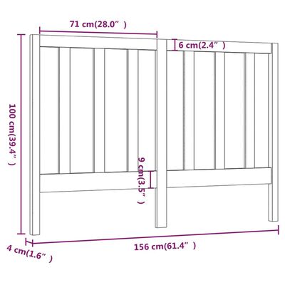 vidaXL Čelo postele sivé 156x4x100 cm masívna borovica