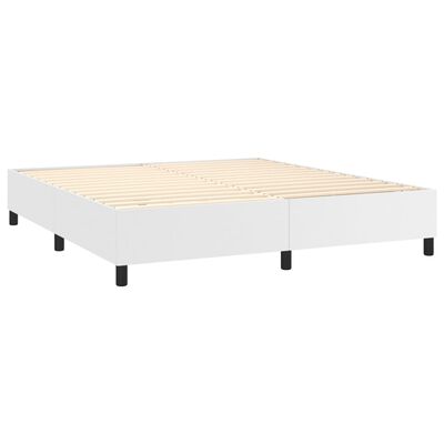 vidaXL Boxspring posteľ s matracom a LED biela 160x200 cm umelá koža