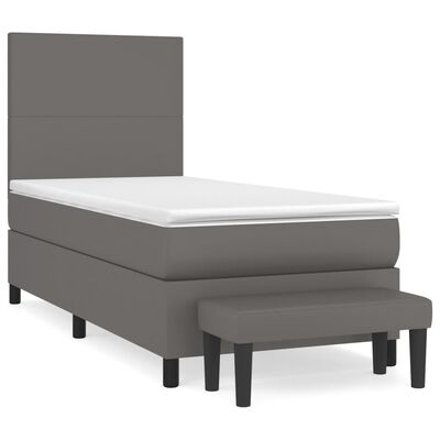 vidaXL Boxspring posteľ s matracom sivá 90x190 cm umelá koža