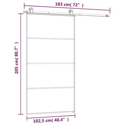 vidaXL Posuvné dvere s kovaním ESG sklo a hliník 102,5x205 cm