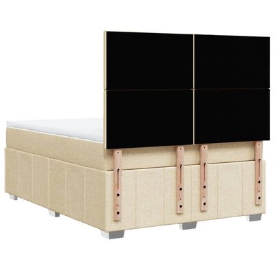 vidaXL Posteľný rám boxspring s matracom krémový 160x200 cm látka