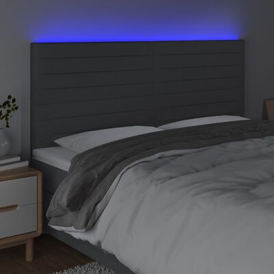 vidaXL Čelo postele s LED tmavosivé 160x5x118/128 cm látka