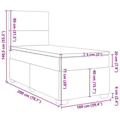 vidaXL Boxspring posteľ s matracom sivohnedý 100x200 cm látka