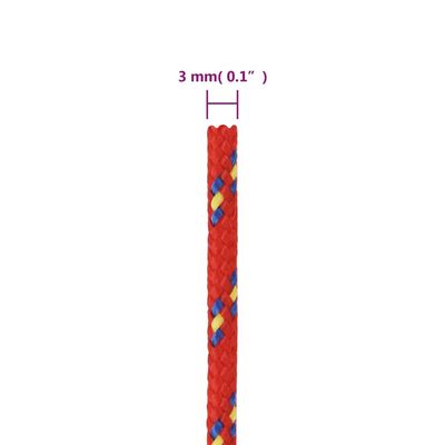 vidaXL Lodné lano červené 3 mm 50 m polypropylén