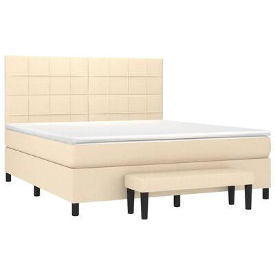 vidaXL Posteľný rám boxspring s matracom krémový 180x200 cm látka