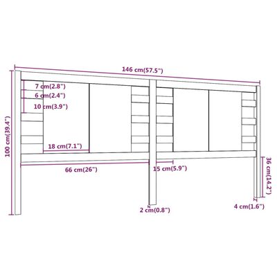 vidaXL Čelo postele sivé 146x4x100 cm masívna borovica