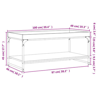 vidaXL Konferenčný stolík hnedý dub 100x49x45 cm kompozitné drevo