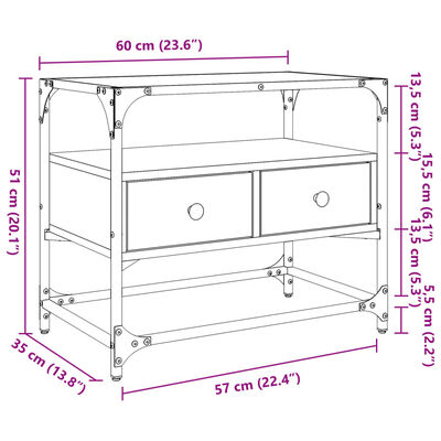 vidaXL TV skrinka sklenená doska sivá sonoma 60x35x51 cm kompoz. drevo