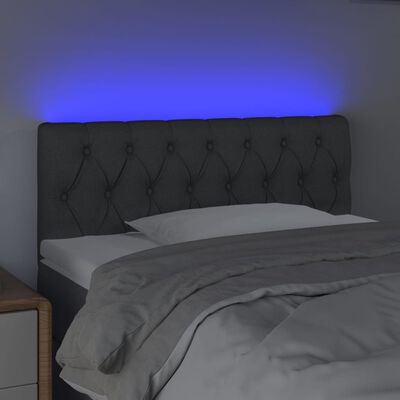 vidaXL Čelo postele s LED tmavosivé 100x7x78/88 cm látka