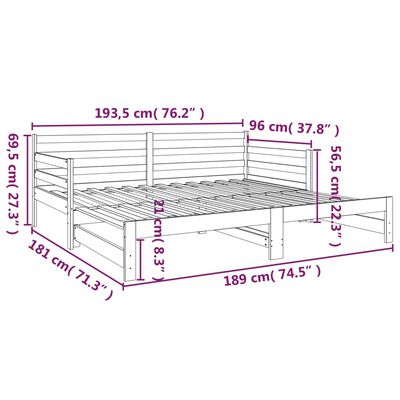 vidaXL Rozkladacia denná posteľ 2x(90x190) cm borovicový masív