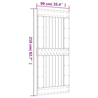 vidaXL Posuvné dvere so sadou kovania 90x210 cm borovicový masív