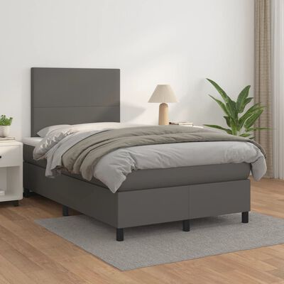 vidaXL Boxspring posteľ s matracom sivá 120x200 cm umelá koža