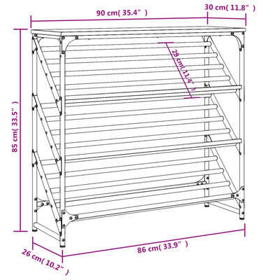 vidaXL Regál na topánky dub sonoma 90x30x85 cm kompozitné drevo