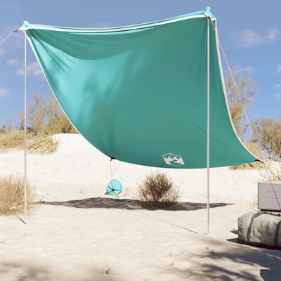 vidaXL Plážový baldachýn s pieskovými kotvami zelený 214x236 cm
