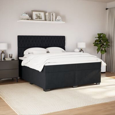 vidaXL Posteľný rám boxspring s matracom čierny 200x200 cm zamat