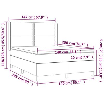 vidaXL Boxspring posteľ s matracom a LED čierna 140x200 cm umelá koža