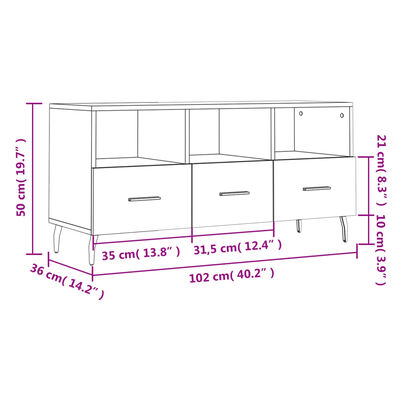 vidaXL TV skrinka lesklá biela 102x36x50 cm spracované drevo