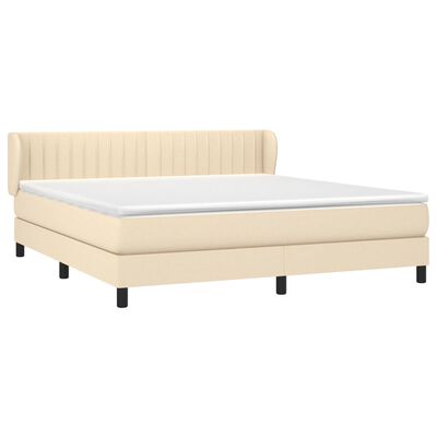 vidaXL Posteľný rám boxspring s matracom krémový 160x200 cm látka