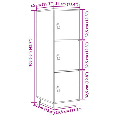 vidaXL Vysoká skrinka medovohnedá 34x40x108,5 cm masívna borovica