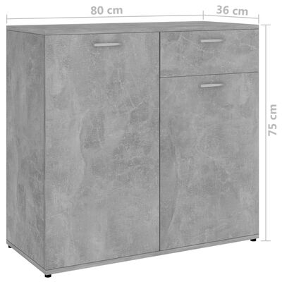 vidaXL Komoda, betónovo sivá 80x36x75 cm, kompozitné drevo