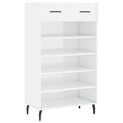 vidaXL Botník lesklý biely 60x35x105 cm spracované drevo