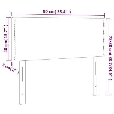 vidaXL Čelo postele bledosivé 90x5x78/88 cm zamat