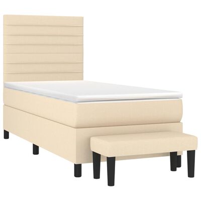 vidaXL Posteľný rám boxspring s matracom krémový 90x190 cm látka