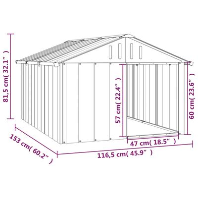 vidaXL Búda pre psa sivá 116,5x153x81,5 cm pozinkovaná oceľ