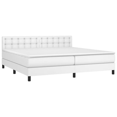 vidaXL Boxspring posteľ s matracom biela 200x200 cm umelá koža