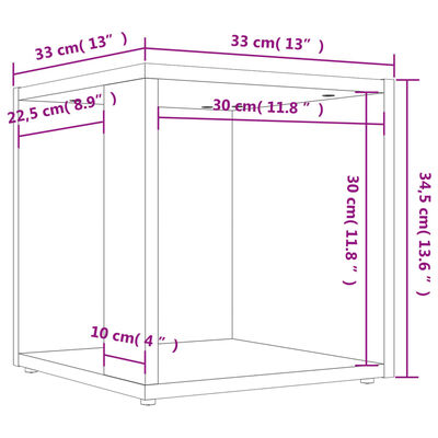 vidaXL Príručný stolík betónový sivý 33x33x34,5 cm drevotrieska