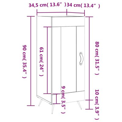 vidaXL Komoda čierna 34,5x34x90 cm spracované drevo