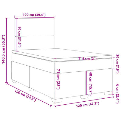 vidaXL Boxspring posteľ s matracom bledosivá 120x190 cm zamat