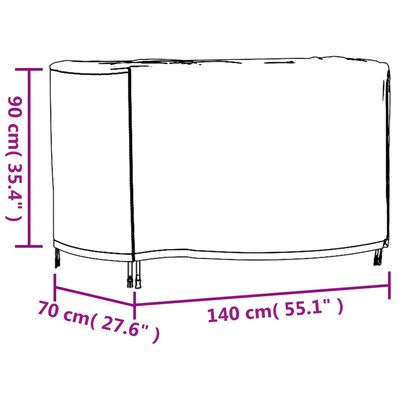 vidaXL Poťah na záhradný nábytok čierny 140x70x90 cm vodotesný 420D