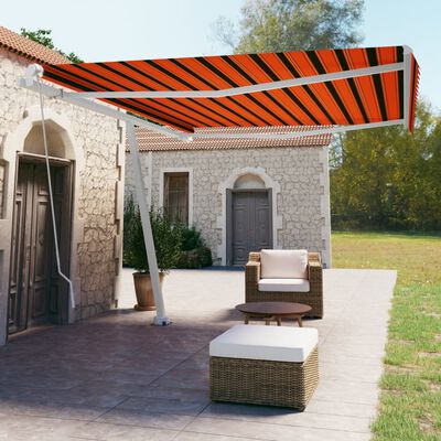 vidaXL Voľne stojaca ručne zaťahovacia markíza 450x350cm oranžovohnedá