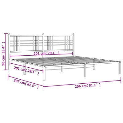 vidaXL Kovový rám postele s čelom čierny 200x200 cm