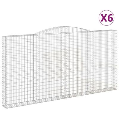 vidaXL Oblúkový gabionový kôš 6 ks 400x30x200/220cm pozinkované železo