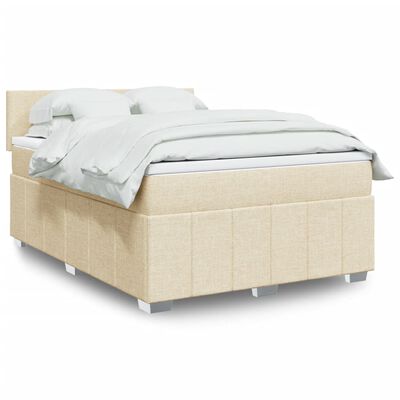 vidaXL Boxspring posteľ s matracom krémový 140x190 cm látka