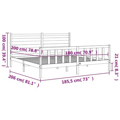 vidaXL Rám postele s čelom biely 180x200 cm masívne drevo