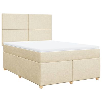 vidaXL Posteľný rám boxspring s matracom krémový 160x200 cm látka